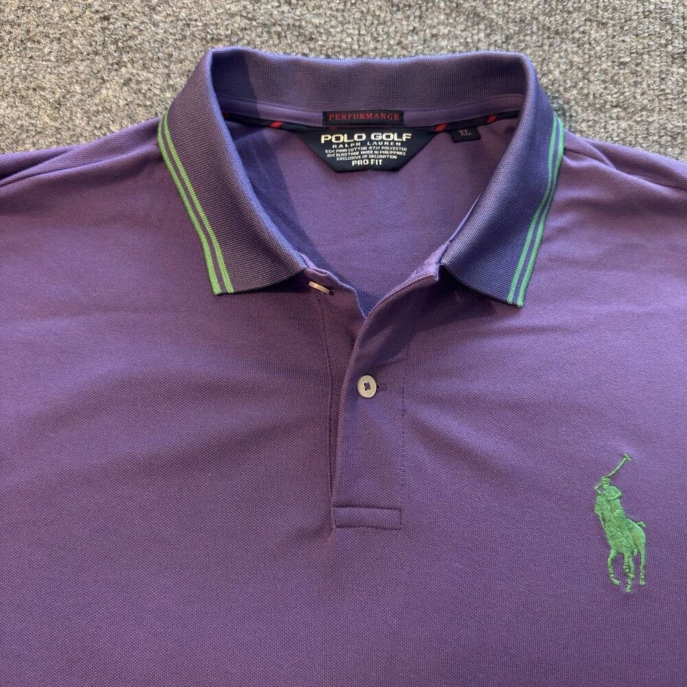 Polo Golf Ralph Lauren Polo Shirt Performance Pro Fit Purple Big Pony Mens XL - Picture 2 of 8